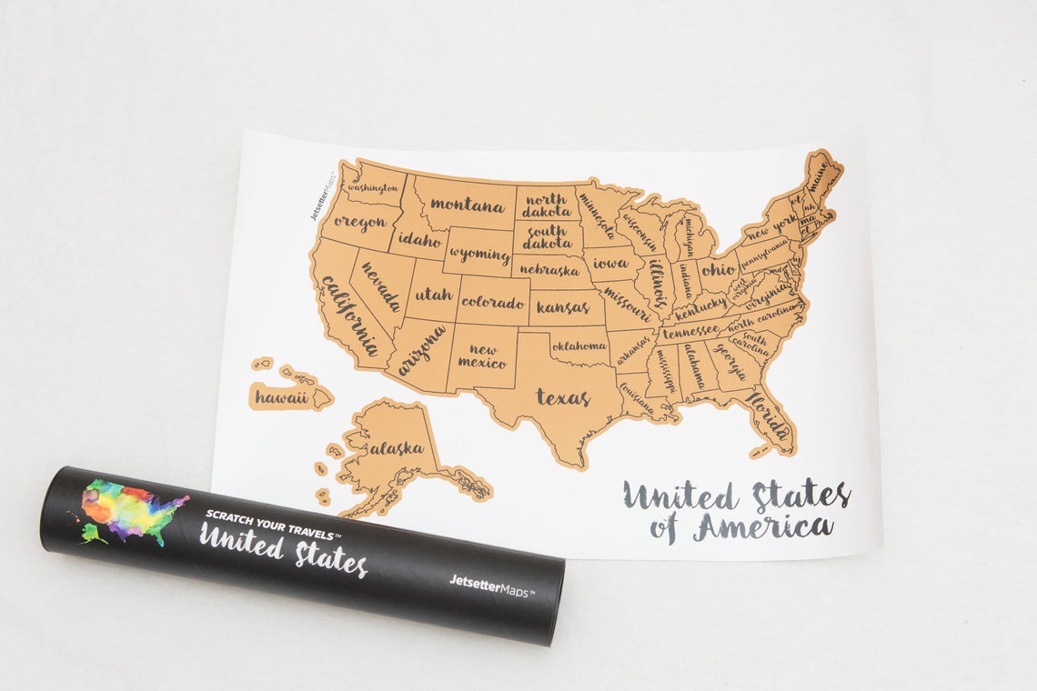 Gold Scratch Your Travels USA Map Scratch Off Map Travel Etsy