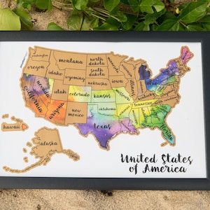 Scratch Your Travels Watercolor USA Map Scratch Off Map Travel United States Map Gift Present Birthday Holiday image 4