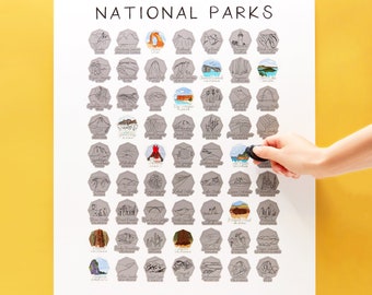 National Parks Scratch Off Poster: US Travel Bucket List Gift