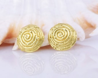 18k gold Spiral earrings, Gold post earrings, Stud earrings, dainty earrings