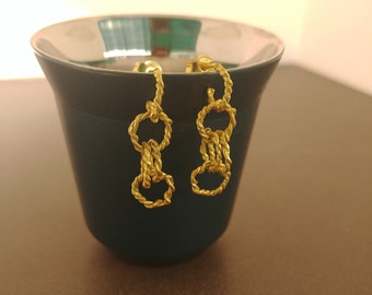 18k gold earrings, Gold circle hoops, Dangling hoop earrings, Drop earrings