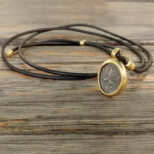 18k gold Coin pendant necklace, Ancient roman coin pendant, Gold bezel pendant, Gold tie pendant