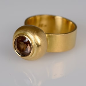 Smoky quartz gold ring, 18k Yellow gold women ring, Statement Alternative engagement ring image 5