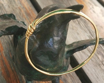 18k Gold decorated bracelet, Stacking bracelet, Asymmetrical bangle