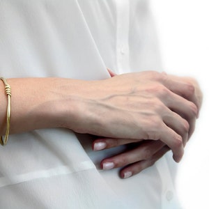 Decorated 18k gold bangle, Stackable bangle, Women chunky bracelet image 7