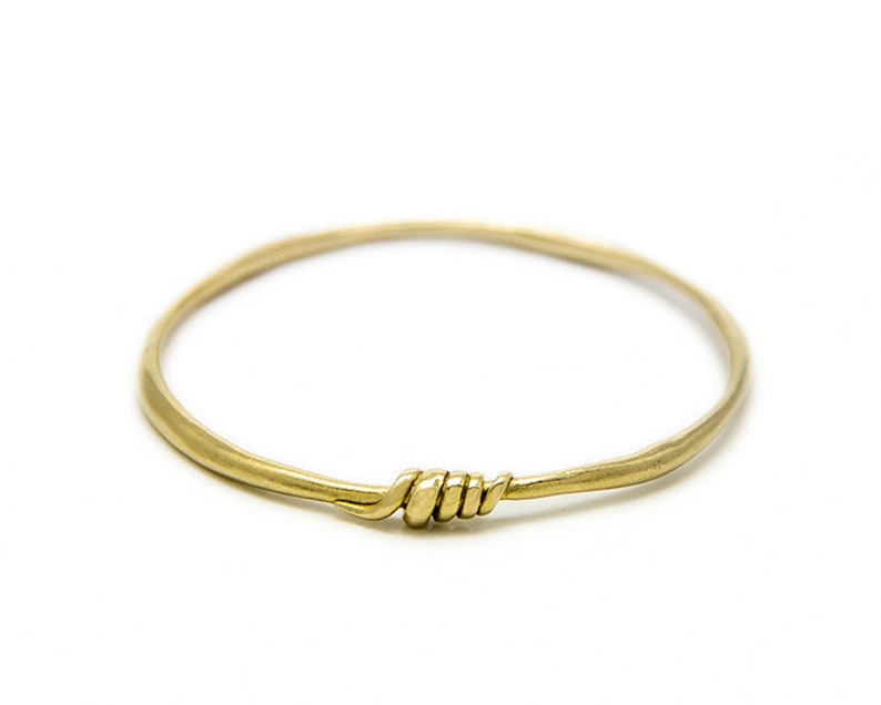 Decorated 18k gold bangle, Stackable bangle, Women chunky bracelet image 4