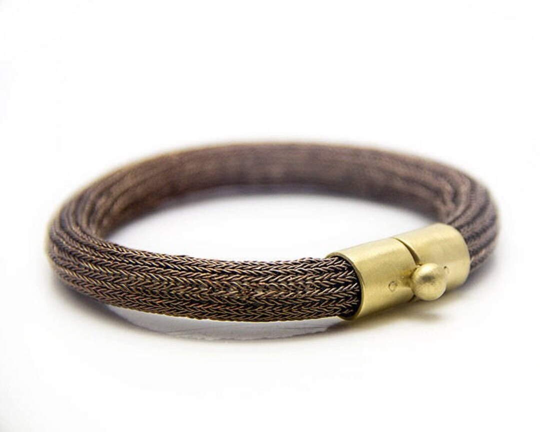 14k Woven Metal Jewelry, Contemporary Gold Bracelet, Copper Mesh Cuff, Solid Gold Tube Bangle