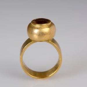 Smoky quartz gold ring, 18k Yellow gold women ring, Statement Alternative engagement ring image 8