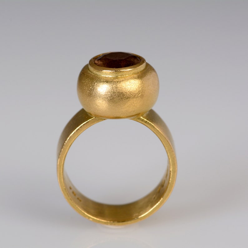 Smoky quartz gold ring, 18k Yellow gold women ring, Statement Alternative engagement ring image 8