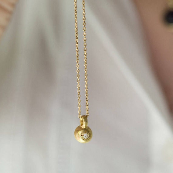 18k Gold Diamond Pendant Yellow Solid Necklace Circle - Solid Gold Pendant Necklace Womens 18k Gold Diamond Pendant Yellow Solid Necklace Circle - Solid Gold Pendant Necklace Womens