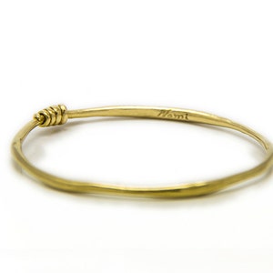 Decorated 18k gold bangle, Stackable bangle, Women chunky bracelet image 8