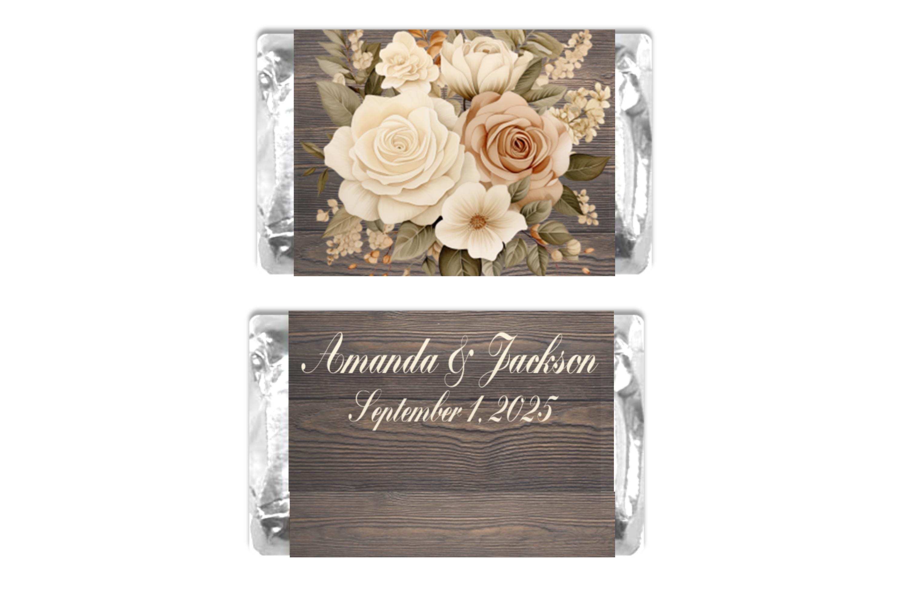 Usv Canady Rapper Editable Mini Candy Wrapper, Personalized Fall Floral Rustic Birthday ...