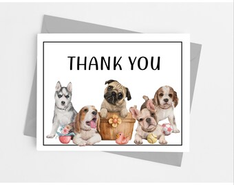 Puppy Note Cards with Envelopes, Personalized Stationery Set for Dog Lovers, Pack of 10 Folded Notecards