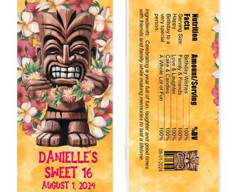 90 Candy Bar Wrappers For Luau Decorations – Hawaiian Theme Party (Candy Not Included)