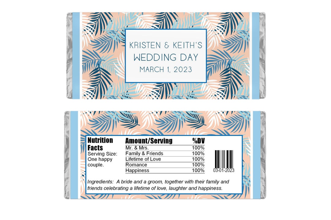 Personalized Candy Wrappers for Chocolate, Tropical Pattern Party ...