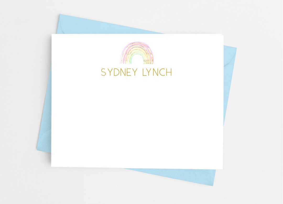 Rainbow Personalized Stationery Note Cards, Flat Note Cards With ...