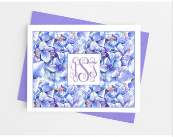 Monogram Note Cards with Envelopes, Personalized Floral Stationery Set for Women,Pack of 10 Folded Notecards