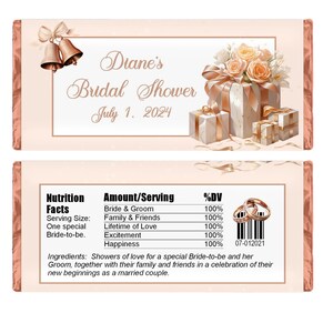 Wedding Gift Personalized Candy Wrappers, Bridal Shower Party Favors, Pack of 20 Custom Chocolate Bar Labels for Hershey Bars, WRAPPERS ONLY