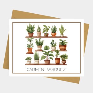 Houseplant Note Cards with Envelopes, Personalized Stationery Set for Women, Pack of 10 Folded Notecards