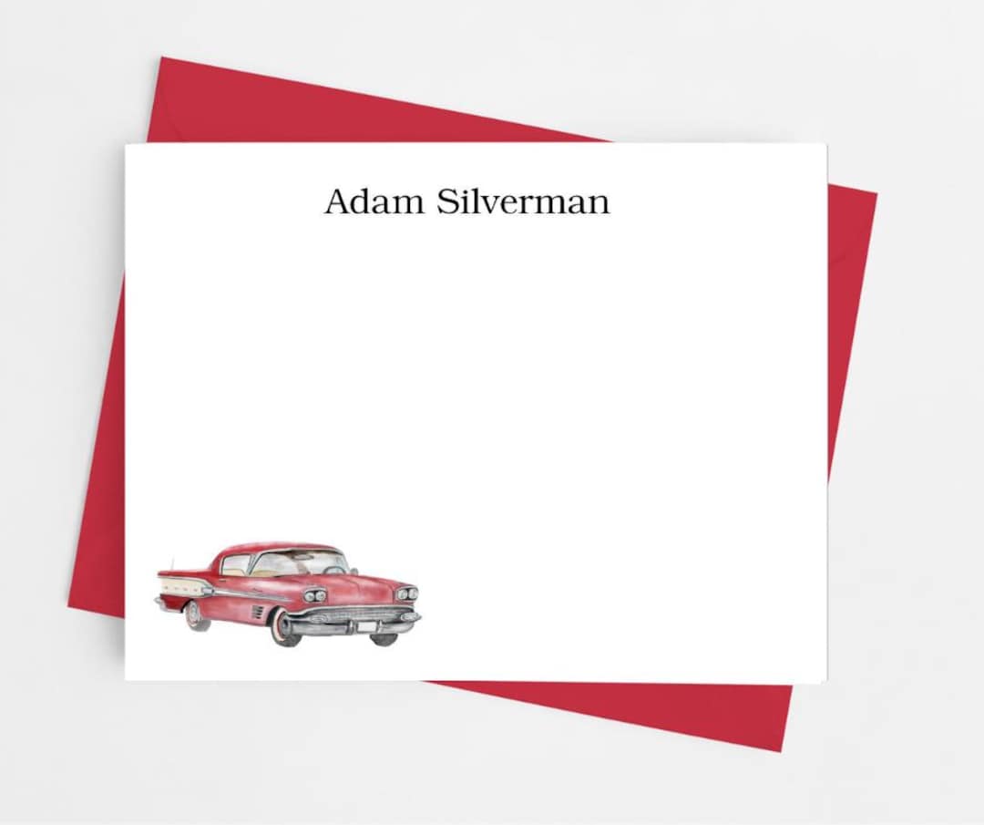 Classic Car Personalized Stationery Note Cards, Flat Note Cards With ...