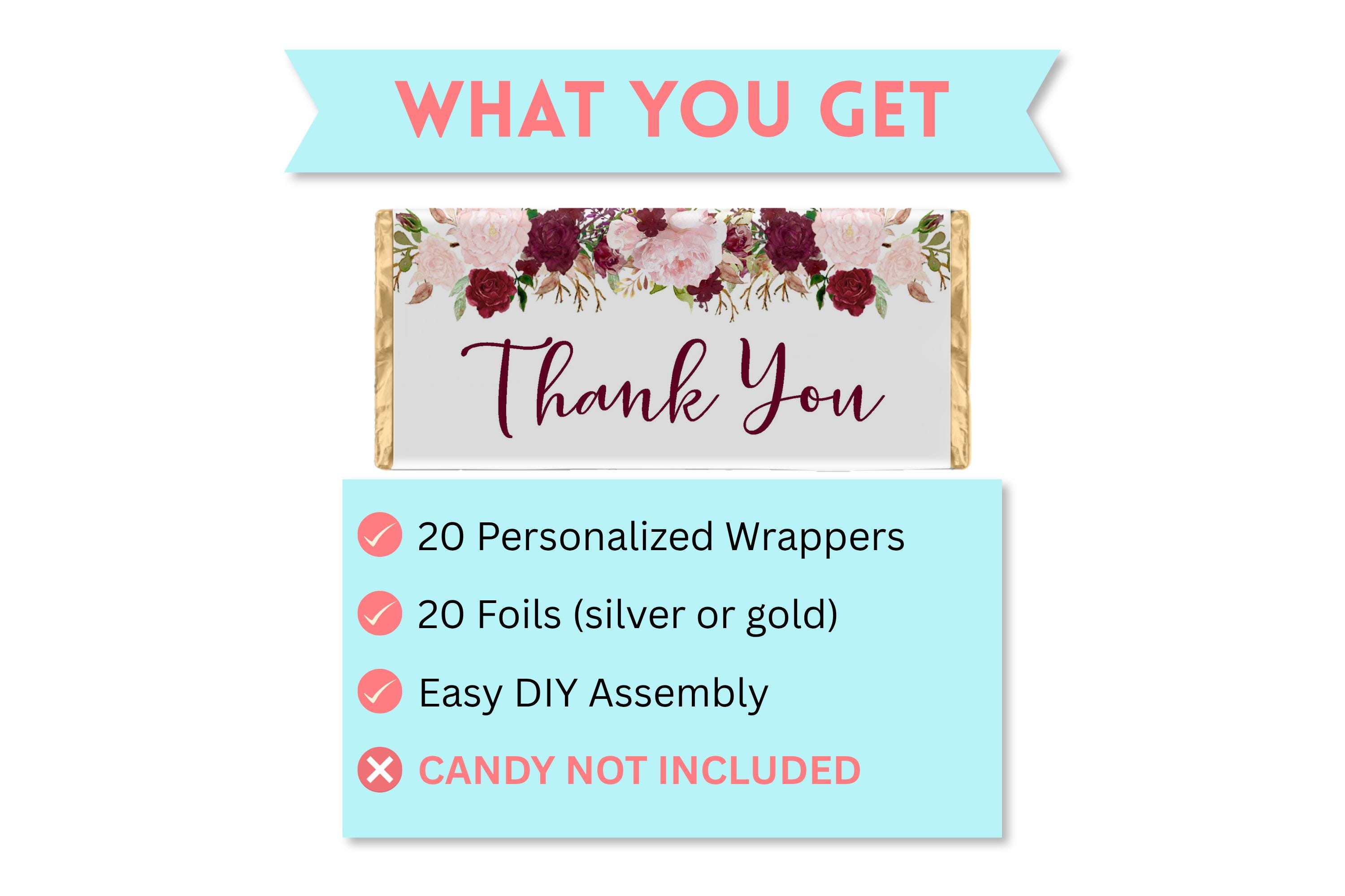 Personalized Candy Wrappers, Custom Hershey Bar Labels, Floral Wedding ...