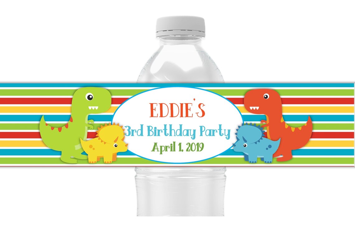 Dinosaur Water Bottle Labels Custom Bottled Water Labels Etsy