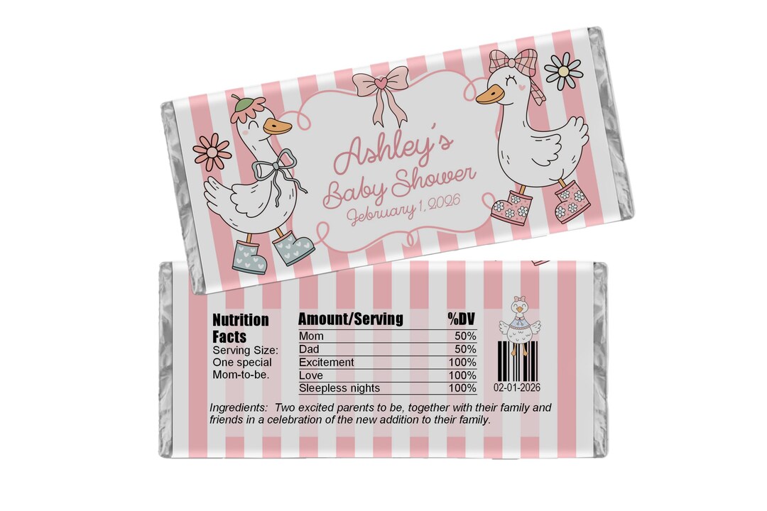Silly Goose Personalized Candy Wrappers, Custom Baby Shower Party ...