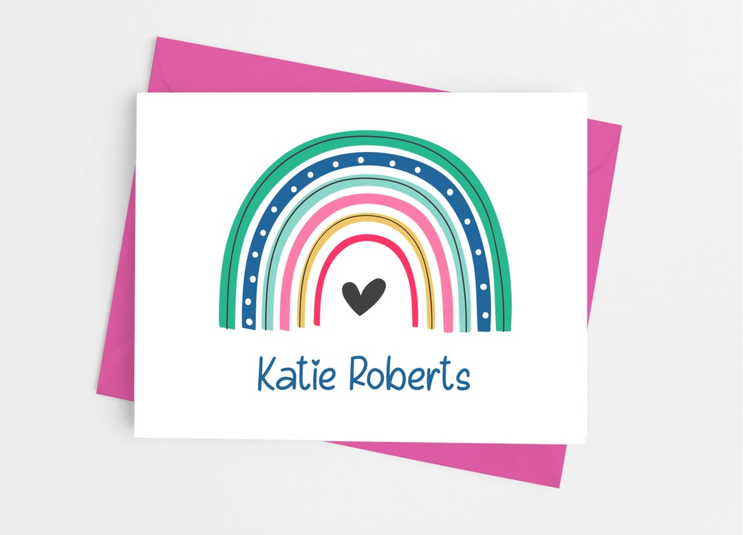 Rainbow Personalized Note Cards With Envelopes, Personalized Stationery ...