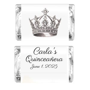 Princess Tiara Party Favor, Mini Personalized Candy Wrappers, Sweet Sixteen, Birthday, DIGITAL DOWNLOAD, Custom Editable Miniature Label