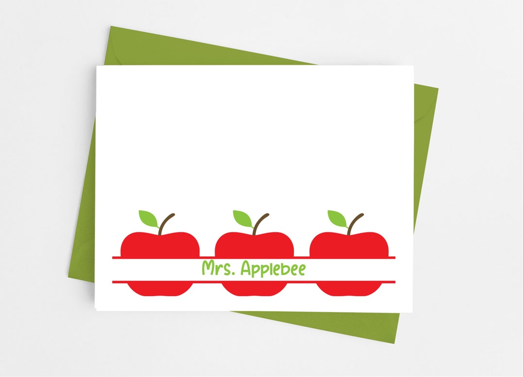 Apple Stationery Note Cards With Envelopes, Custom Personalized ...
