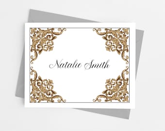 Elegant Stationery Note Cards with Envelopes, Custom Personalized Stationary Set, Pack of 10 Folded Notecards