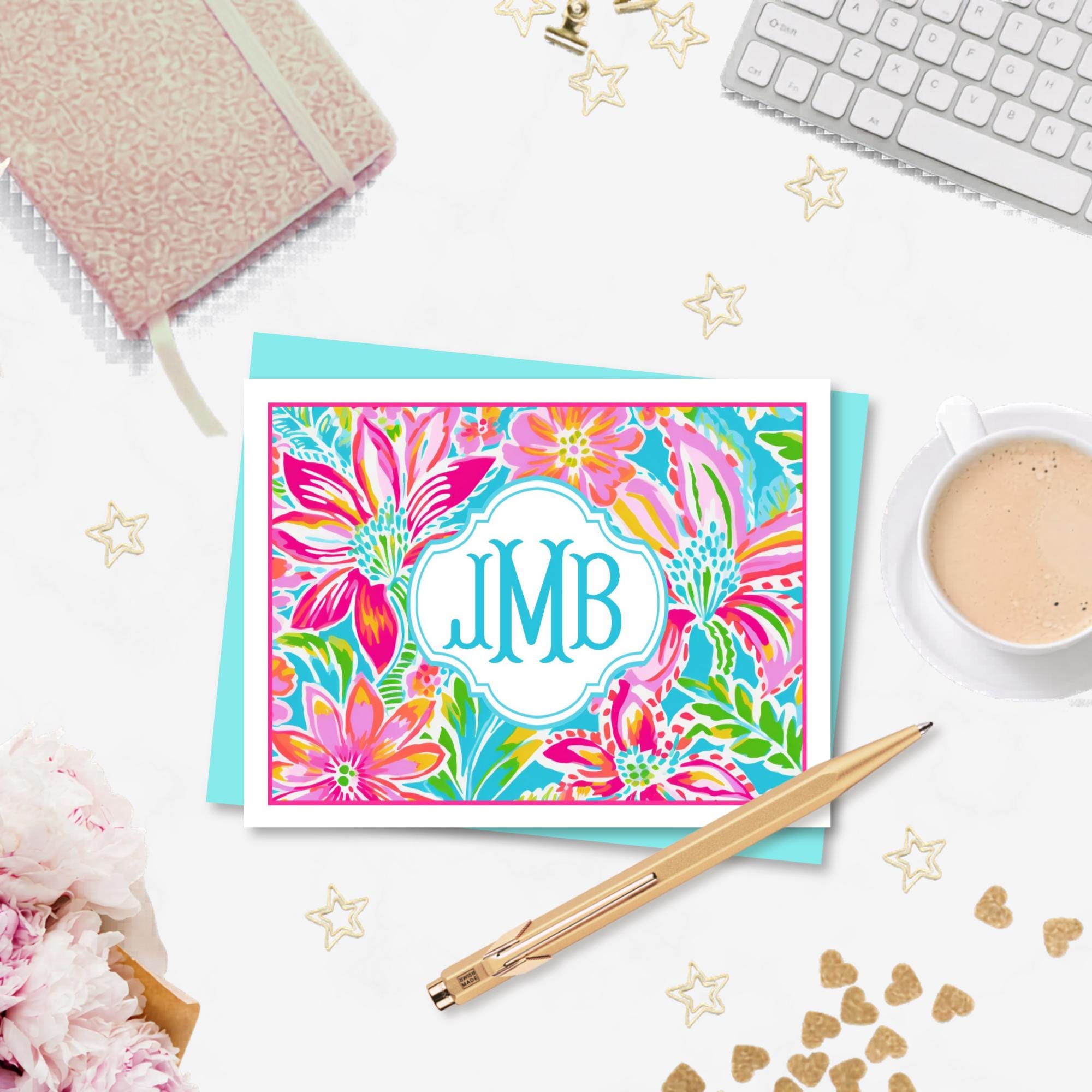 Monogram Note Cards With Envelopes, Personalized Stationery Set for ...