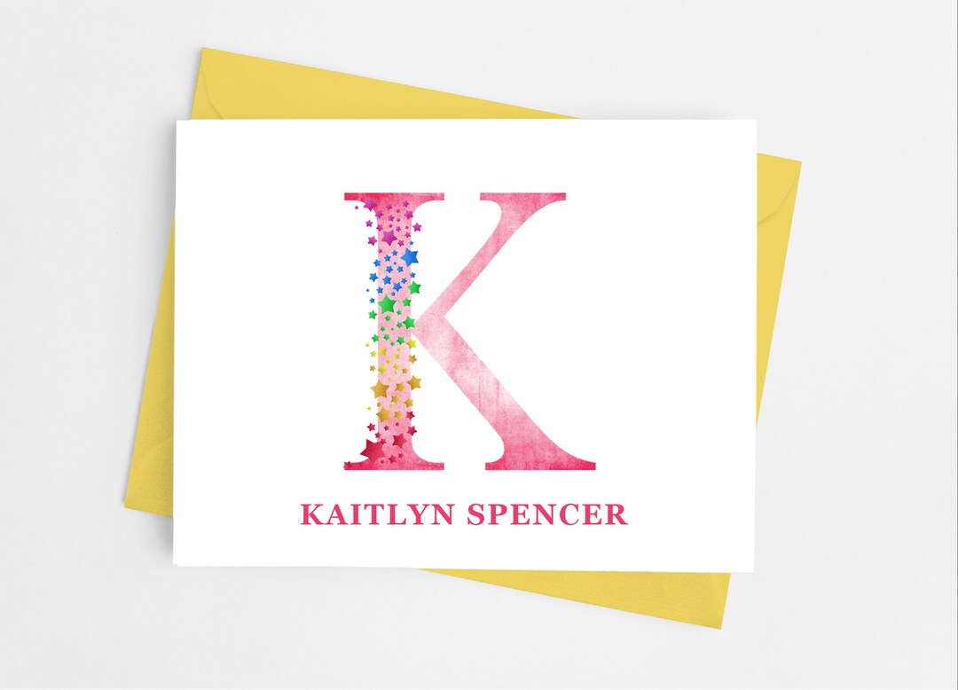 Single Initial Monogram Stationery Note Cards With Envelopes, Custom ...