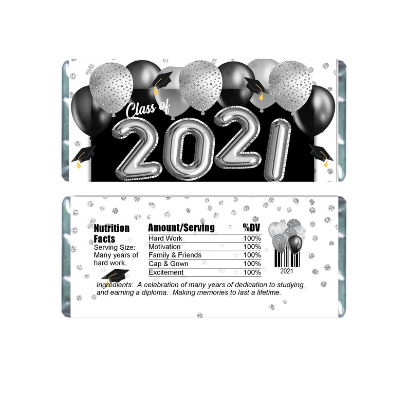 Printed Candy Wrappers for Hershey Bars Graduation Balloon Candy Bar Wrappers Class of 2021