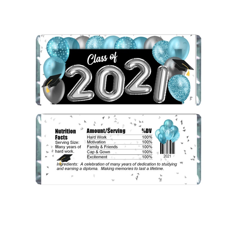 Printed Candy Wrappers for Hershey Bars Graduation Balloon Candy Bar Wrappers Class of 2021