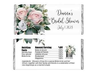 Floral Personalized Candy Wrappers for Chocolate, Party Favors for Any Occasion, Custom Hershey Bar Labels, Pack of 20, WRAPPERS ONLY