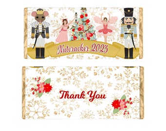 Nutcracker Candy Bar Wrappers, Personalized and Printed Hershey Bar Wrappers for Christmas Party Favor, Pack of 20, WRAPPERS ONLY