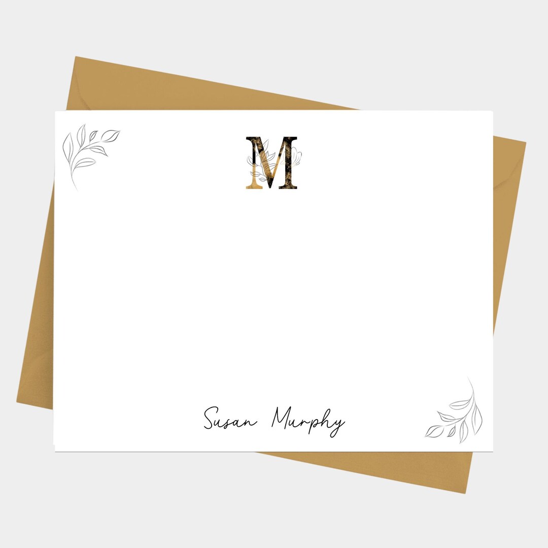 Single Initial Monogram Note Cards With Envelopes, Personalized ...