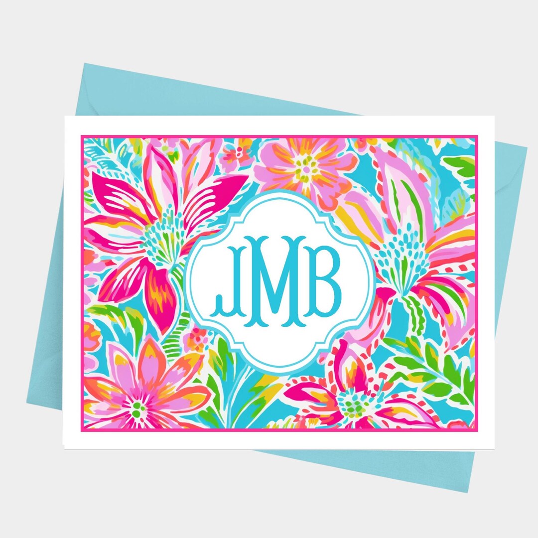 Monogram Note Cards With Envelopes, Personalized Stationery Set for ...