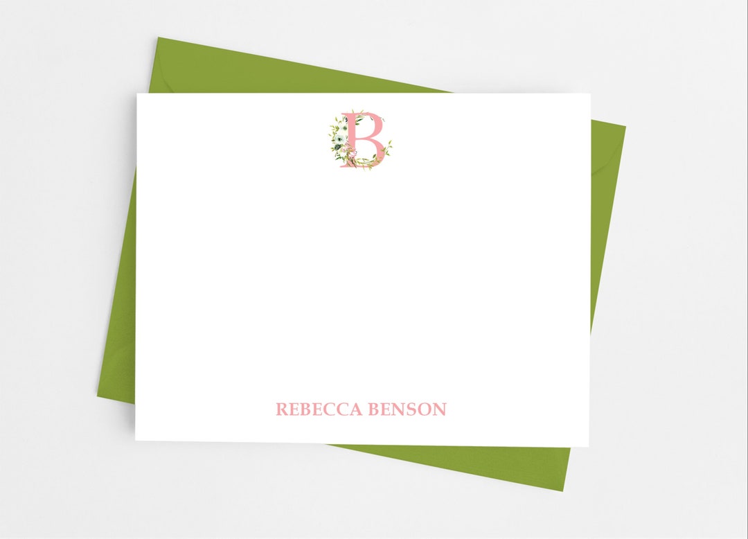 Initial Stationery Note Cards With Envelopes, Single Letter Monogram ...