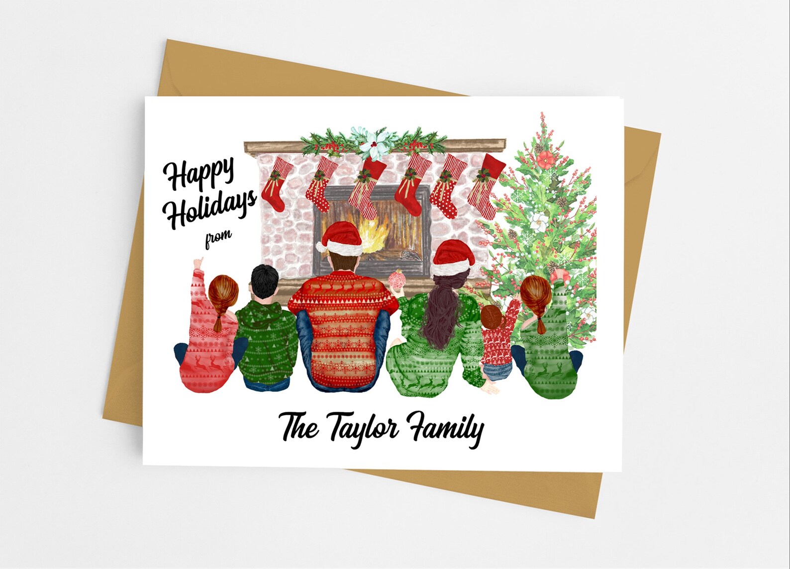 Personalized Christmas Cards Family Note Cards Custom Family Etsy
