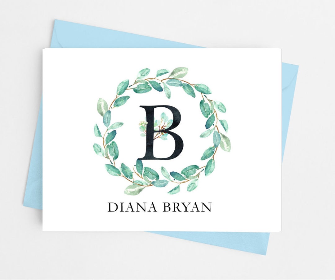 Single Initial Monogram Note Cards, Customized Stationary, Personalized ...