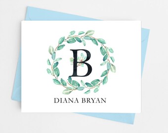 Single Initial Monogram Note Cards, Customized Stationary, Personalized Stationery, Set of 10 Folded Note Cards with Envelopes