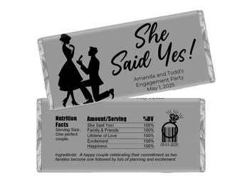 Engagement Party Favors, Personalized Candy Wrappers, Pack of 20 Custom Chocolate Bar Labels