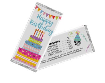 Birthday Party Favors, Personalized Candy Wrappers, Pack of 20 Custom Labels for Hershey Bars