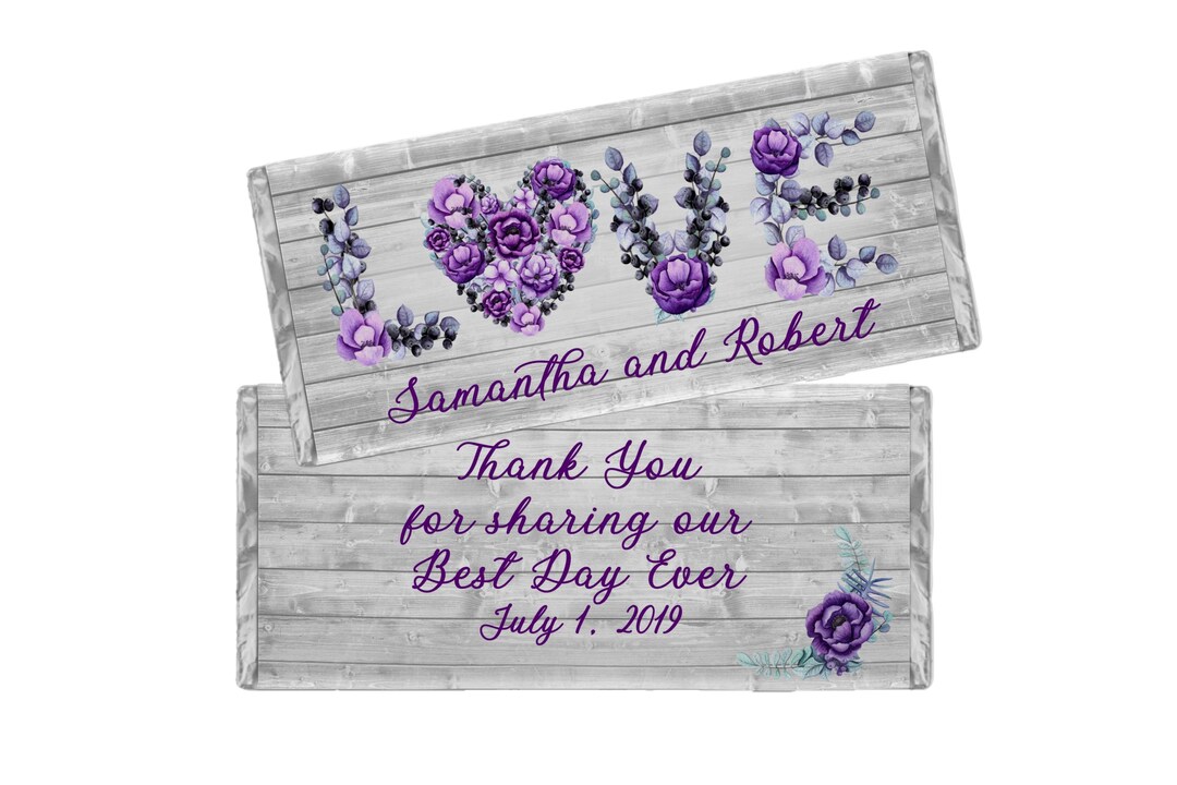 Rustic Wedding Floral Party Favors, Personalized Candy Wrappers, Pack ...