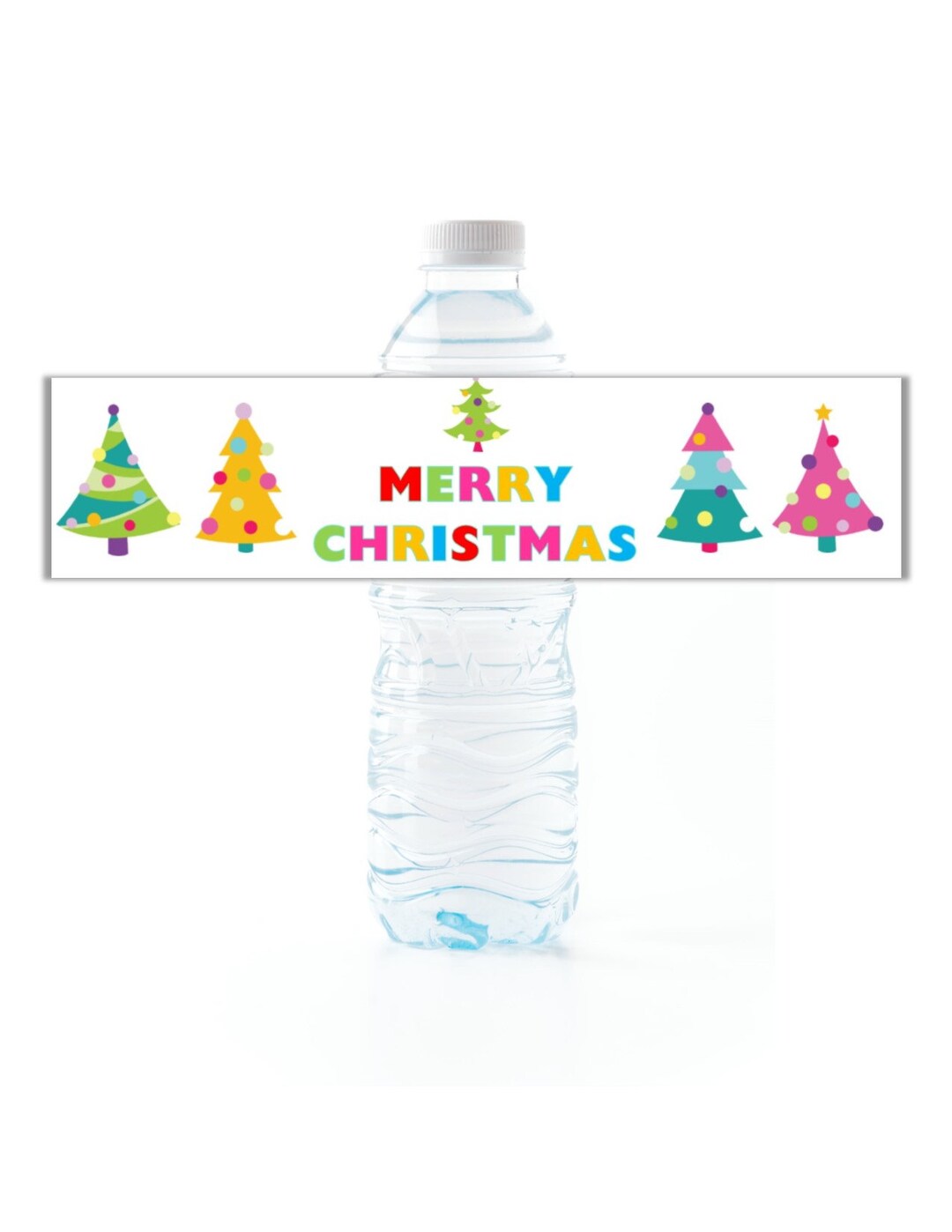 Christmas Tree Water Bottle Labels, Peel and Stick Waterproof Wrappers