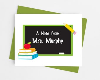 Personalized Teacher Note Cards with Envelopes, Set of 10