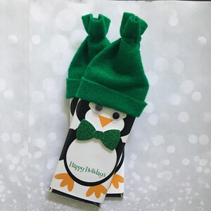 Penguin Candy Wrappers, Personalized Christmas DIY Party Favor Kit, DIY Kit, Pack of 12