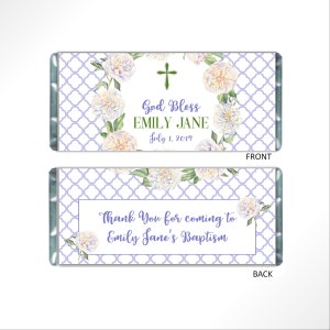 Religious Personalized Candy Bar Wrapper, Communion Party, Baptism Favors, Pack of 20 Hershey Bar Labels, WRAPPERS ONLY